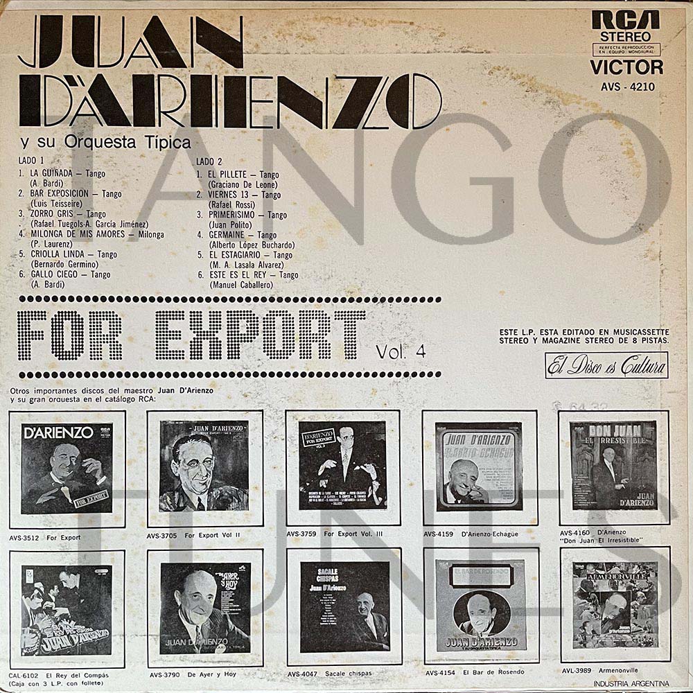 Juan D'Arienzo – D'Arienzo for export Vol 4